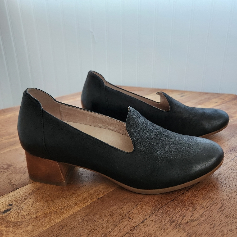 DANSKO Preston Leather Pump Black Wood Heel